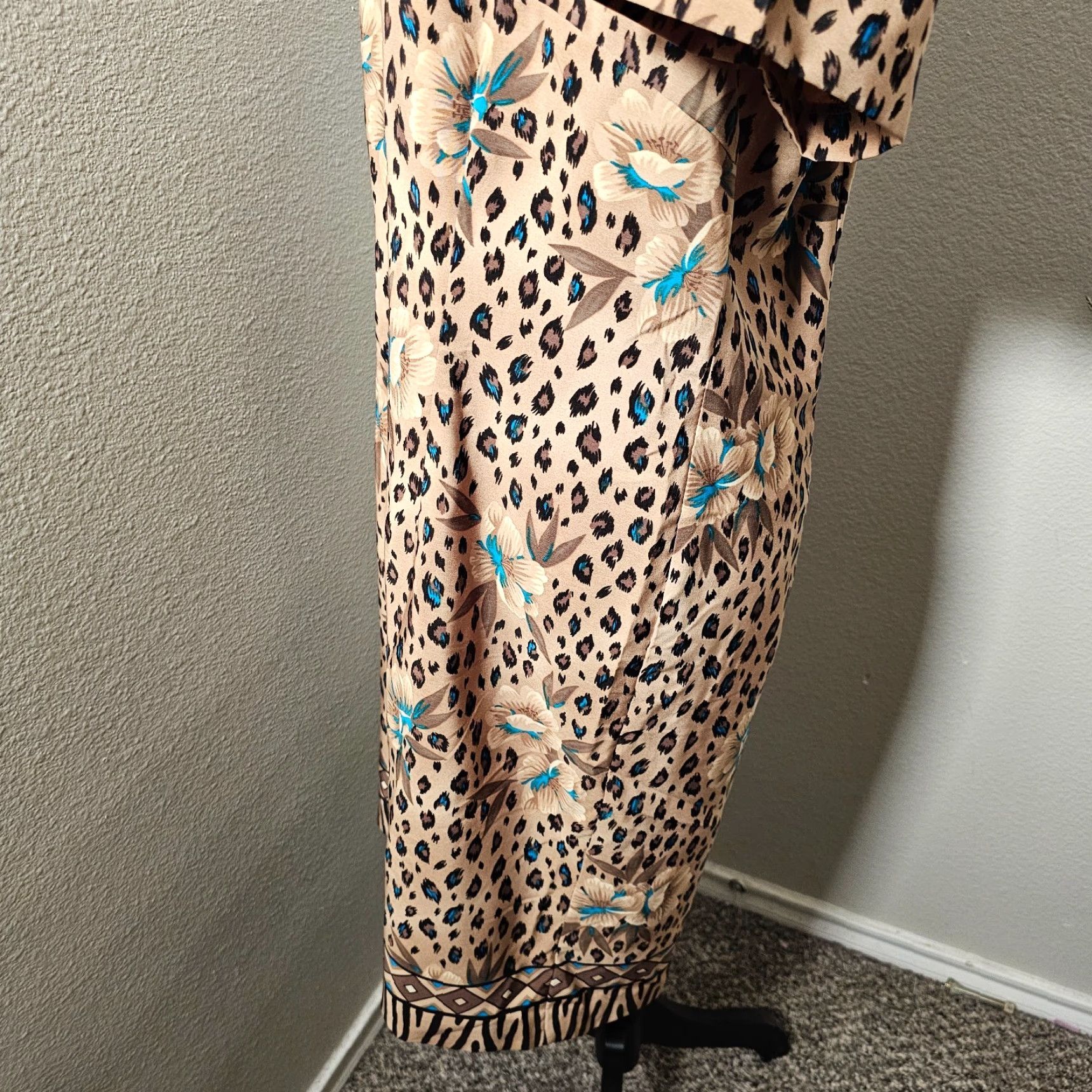 Lee VINTAGE Kathie Lee Dress Shirt Women Regular Long Leopard A-Line 14 Brown Size XL / US 12-14 / IT 48-50 - 3 Thumbnail