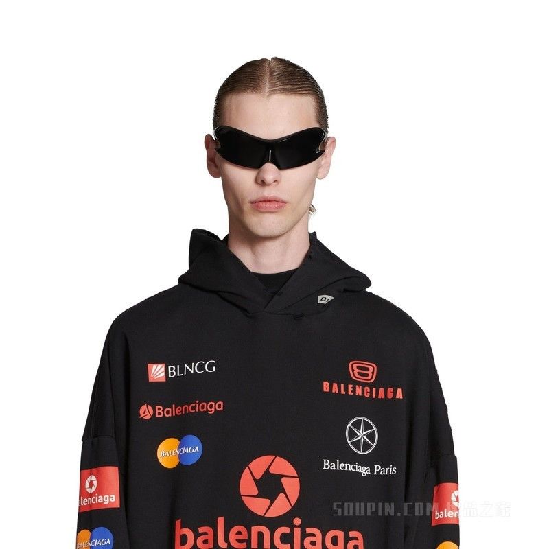 Balenciaga o1w1db10625 Top League Hoodie Oversized in Black Size US M / EU 48-50 / 2 - 6 Thumbnail