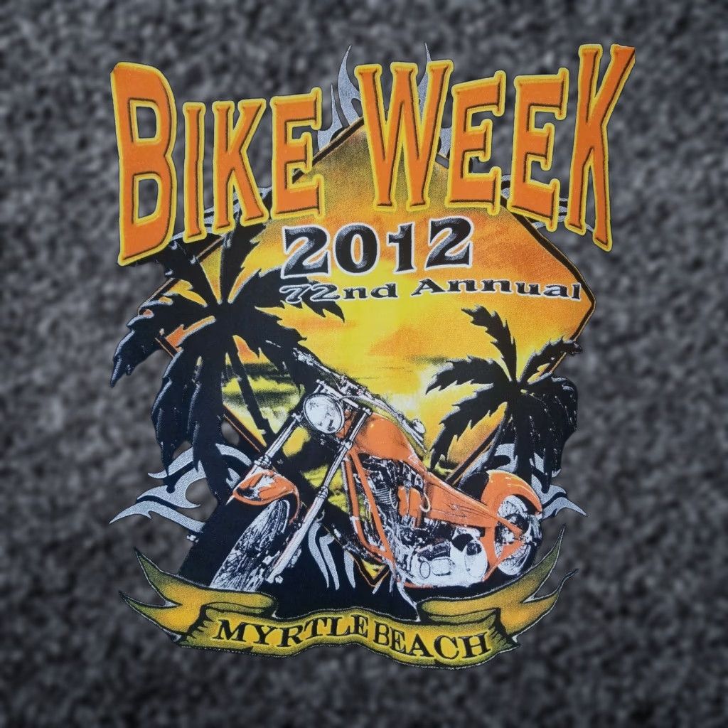 Gildan VINTAGE Mens XL Myrtle Beach Bike Week 2012 South Carolina Souvenir Black T Shirt Size US XL / EU 56 / 4 - 1 Thumbnail