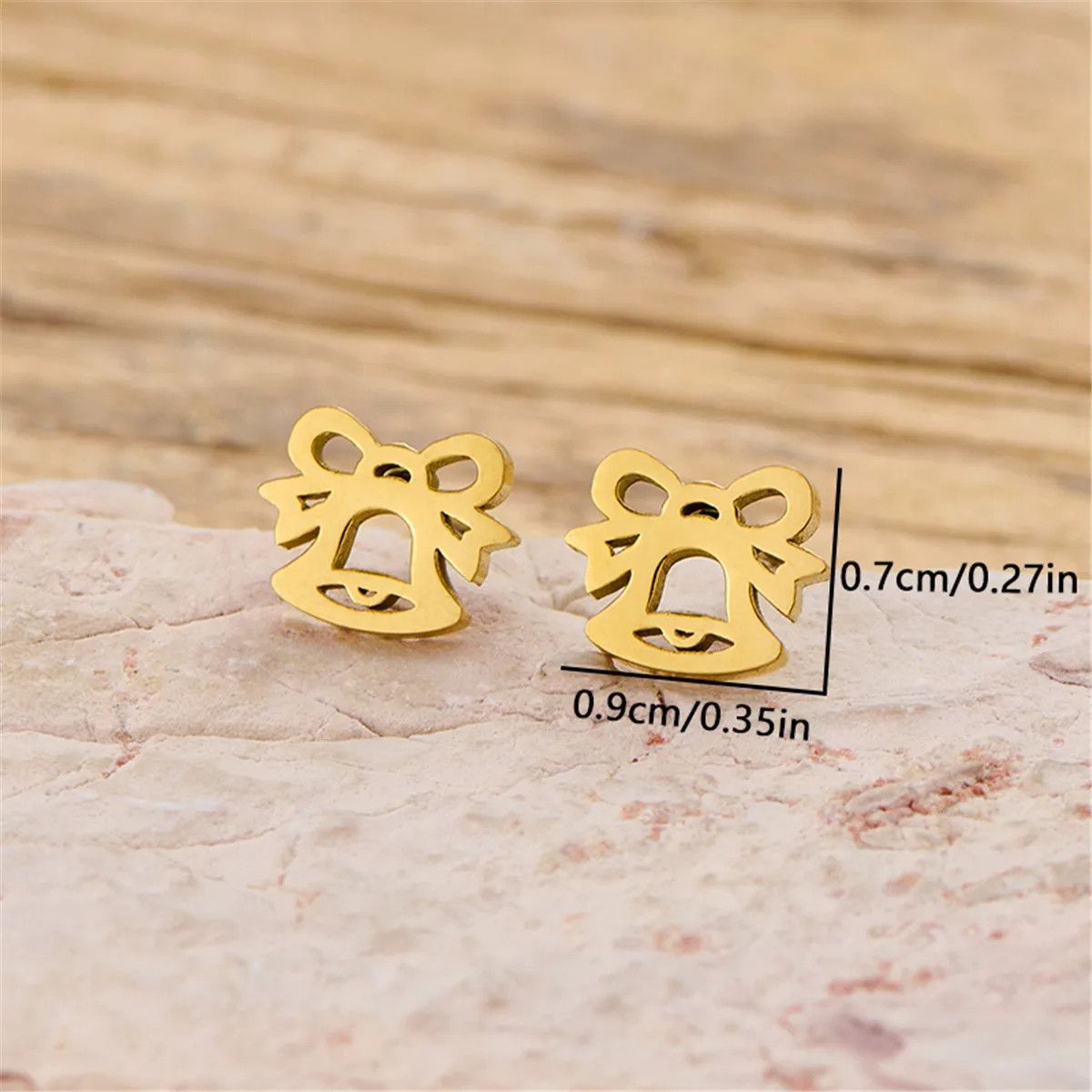 Jewelry Christmas Bow Bell Mini Stud Earrings Charm Earring Gift Size ONE SIZE - 3 Thumbnail