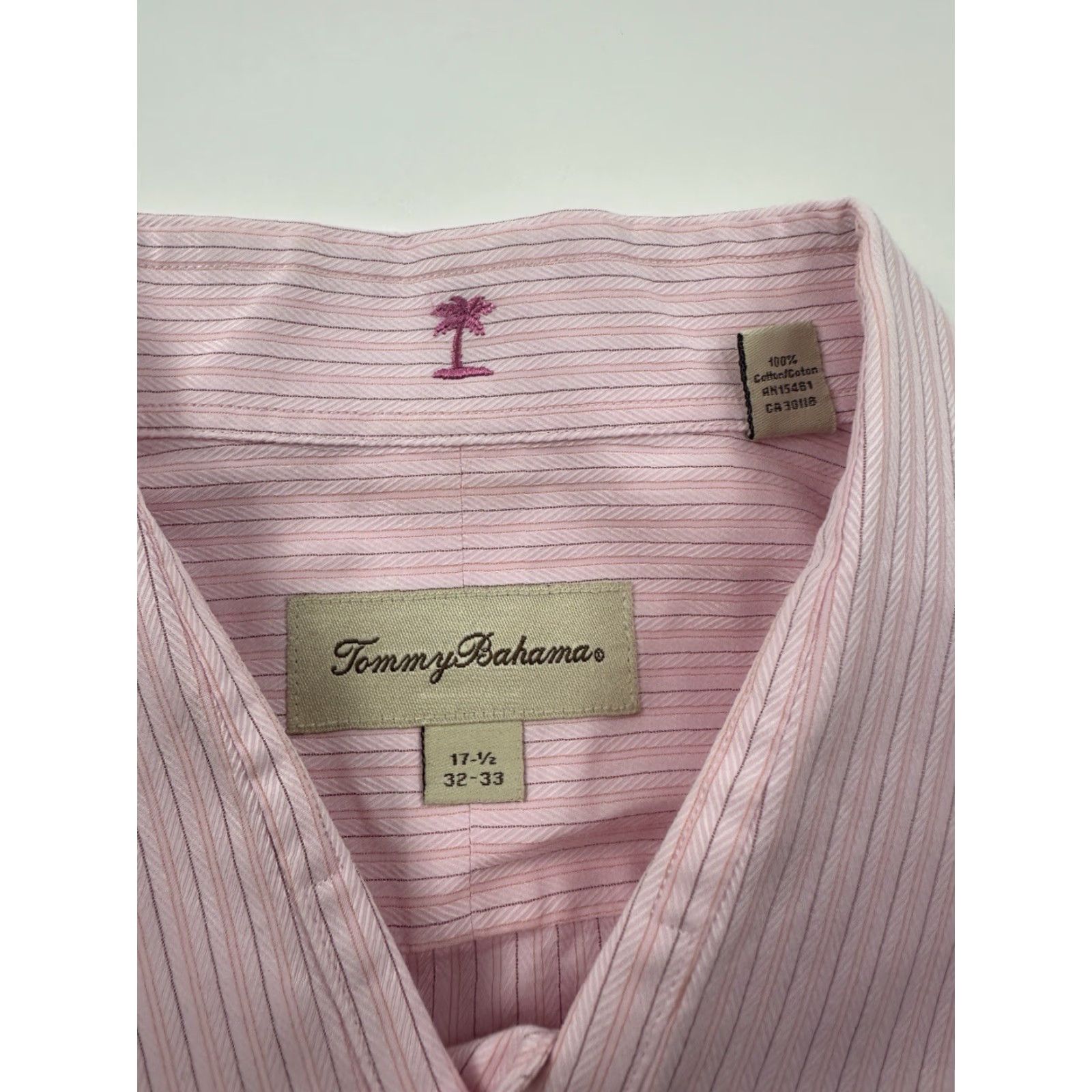 Tommy Bahama Tommy Bahama Shirt Men’s 17.5 Pink Striped Button-Up Long Sleeve Shirt Mens Regular 17.5 Cotton Striped Pink Button-Up Size US XXL / EU 58 / 5 - 3 Thumbnail