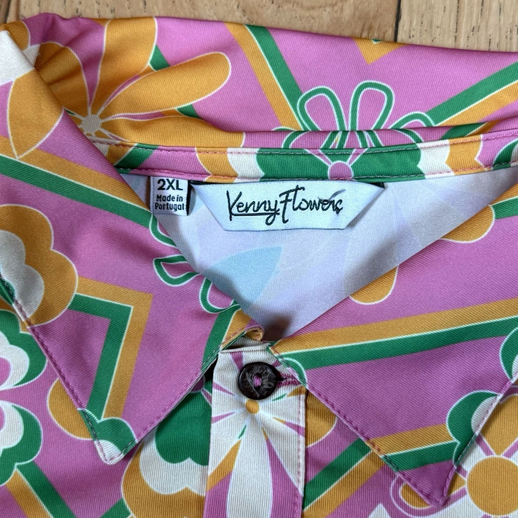 Vintage Kenny Flowers Polo Shirt Mens 2XL Pink Orange Floral Golf Stretch Shirt Size US XXL / EU 58 / 5 - 4 Thumbnail