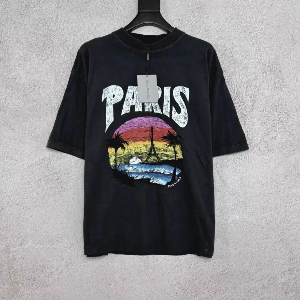 Balenciaga BLCG Coco Tree Graffiti Logo Print Tee Dark Gray M Size M / US 6-8 / IT 42-44 - 1 Thumbnail