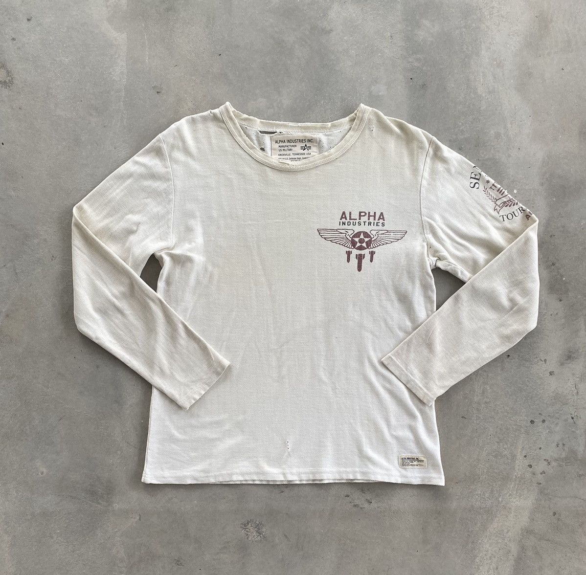 Alpha Industries × Vintage VINTAGE DISTRESSED ALPHA INDUSTRIES INC LS TEE Size US M / EU 48-50 / 2 - 1 Thumbnail