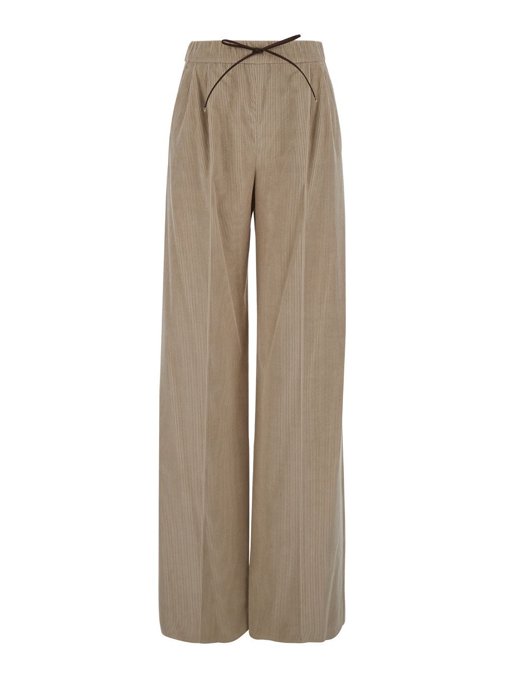 Max Mara 'Lerici' Beige Palazzo Pants with Drawstring in Corduroy Woman Size 30" / US 8 / IT 44 - 1 Thumbnail