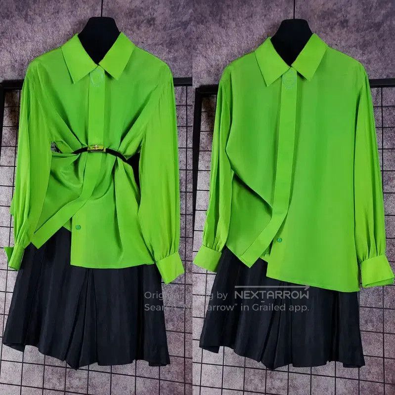 Dior Dior Silk Embroidered Green Long Sleeve Blouse . Size M / US 6-8 / IT 42-44 - 1 Thumbnail