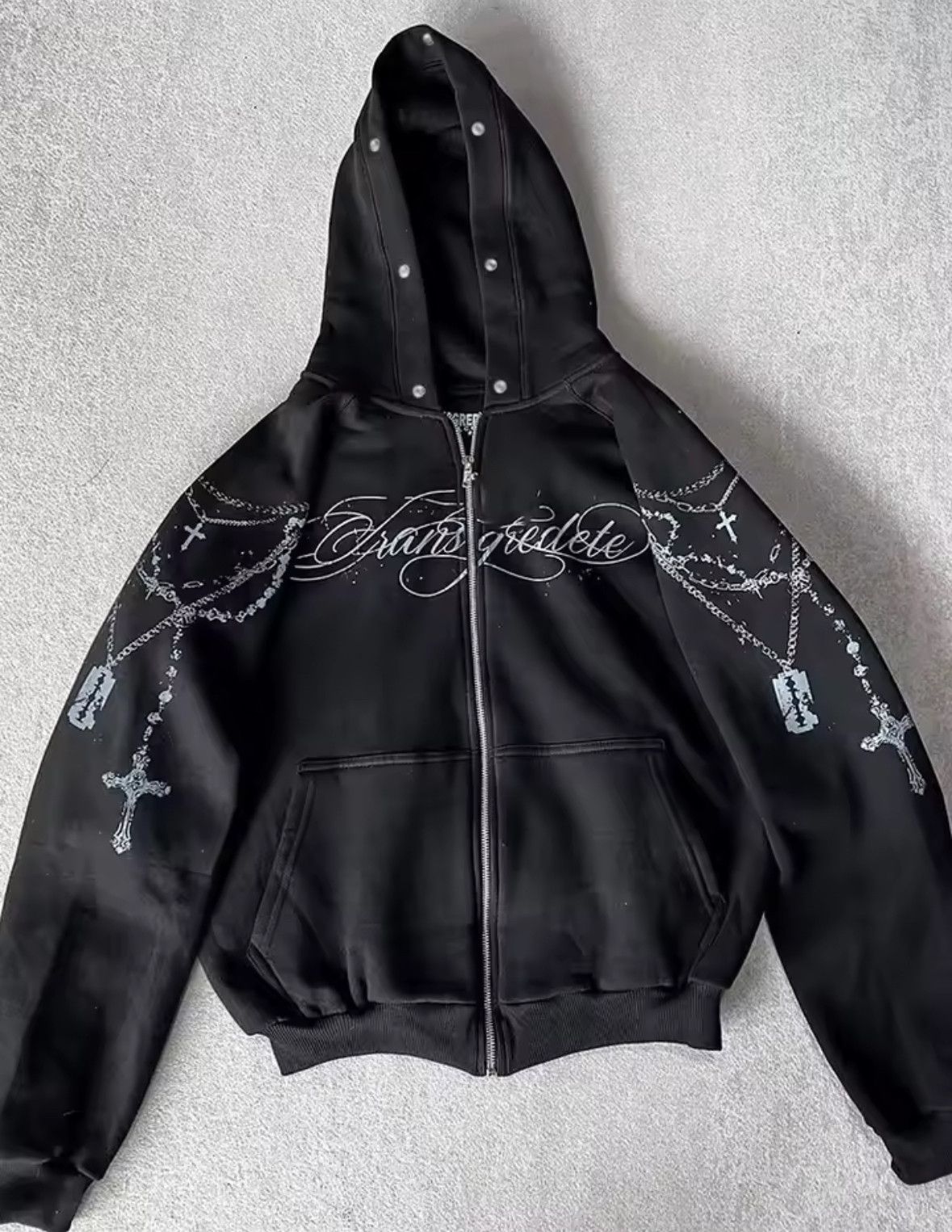 Other Fashion Punk Goth Grunge Removable Fur Hat Graphic Hoodies Size US S / EU 44-46 / 1 - 3 Thumbnail