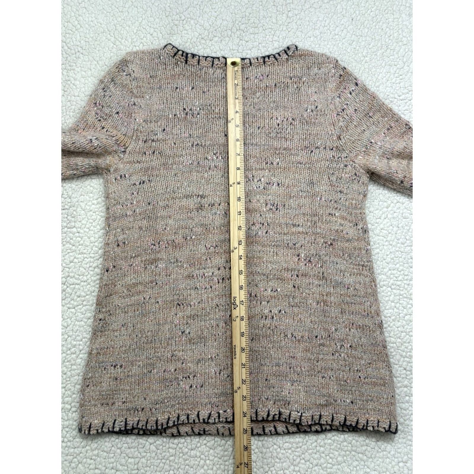 J. Jill J Jill Multicolor Cotton Blend Chunky Knit Sweater Womens S Whipstitch Crew Neck Pullover Size S / US 4 / IT 40 - 7 Thumbnail