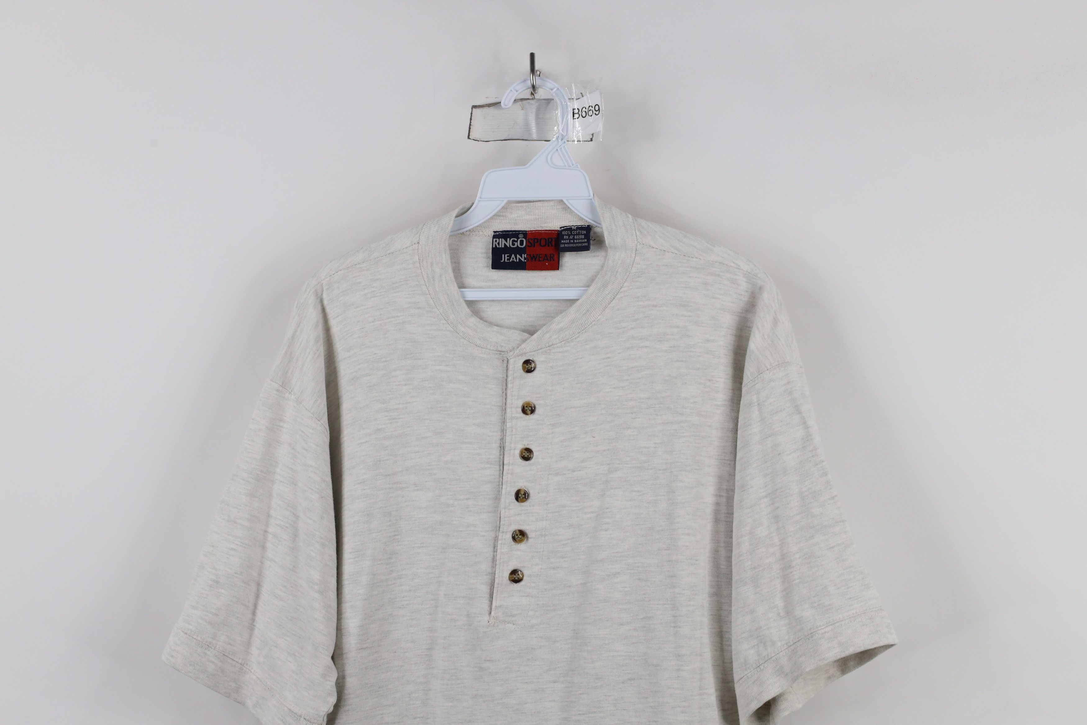 Vintage Vintage 90s Streetwear Blank Baggy Fit Henley T-Shirt Gray Size US M / EU 48-50 / 2 - 2 Thumbnail