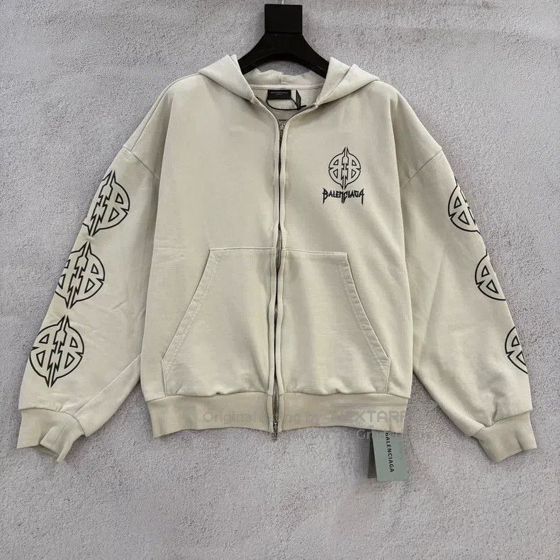 Balenciaga Balenciaga Double B Hooded Zippered Printed Long Sleeve Ja Size US XS / EU 42 / 0 - 1 Thumbnail