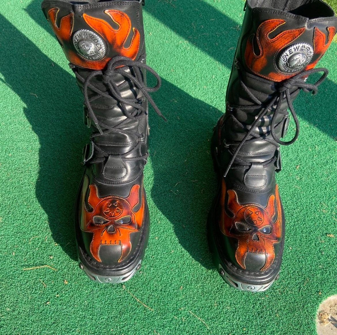 New Rock New rock flaming skull biker boots Size US 11.5 / EU 44-45 - 2 Thumbnail