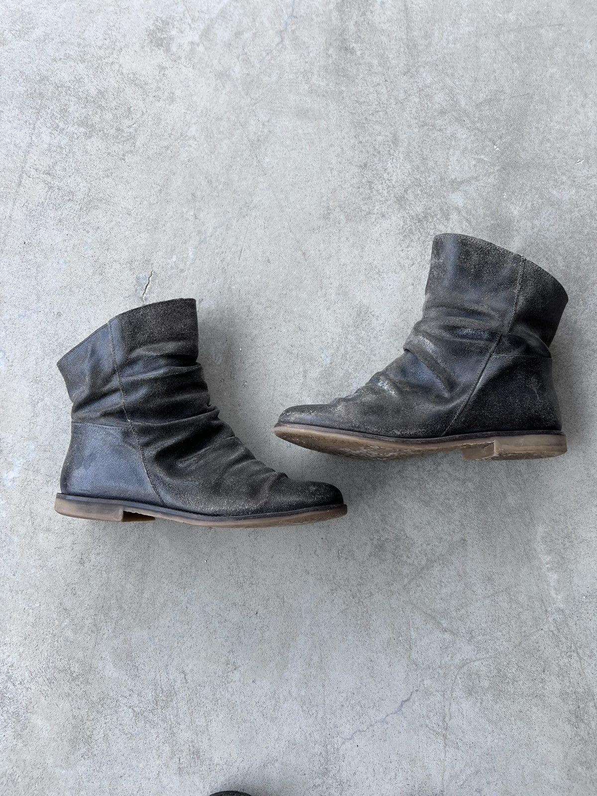 Japanese Brand Faded Ruched Leather A.S.98 Guidi Style Boots Size US 8 / IT 38 - 4 Thumbnail