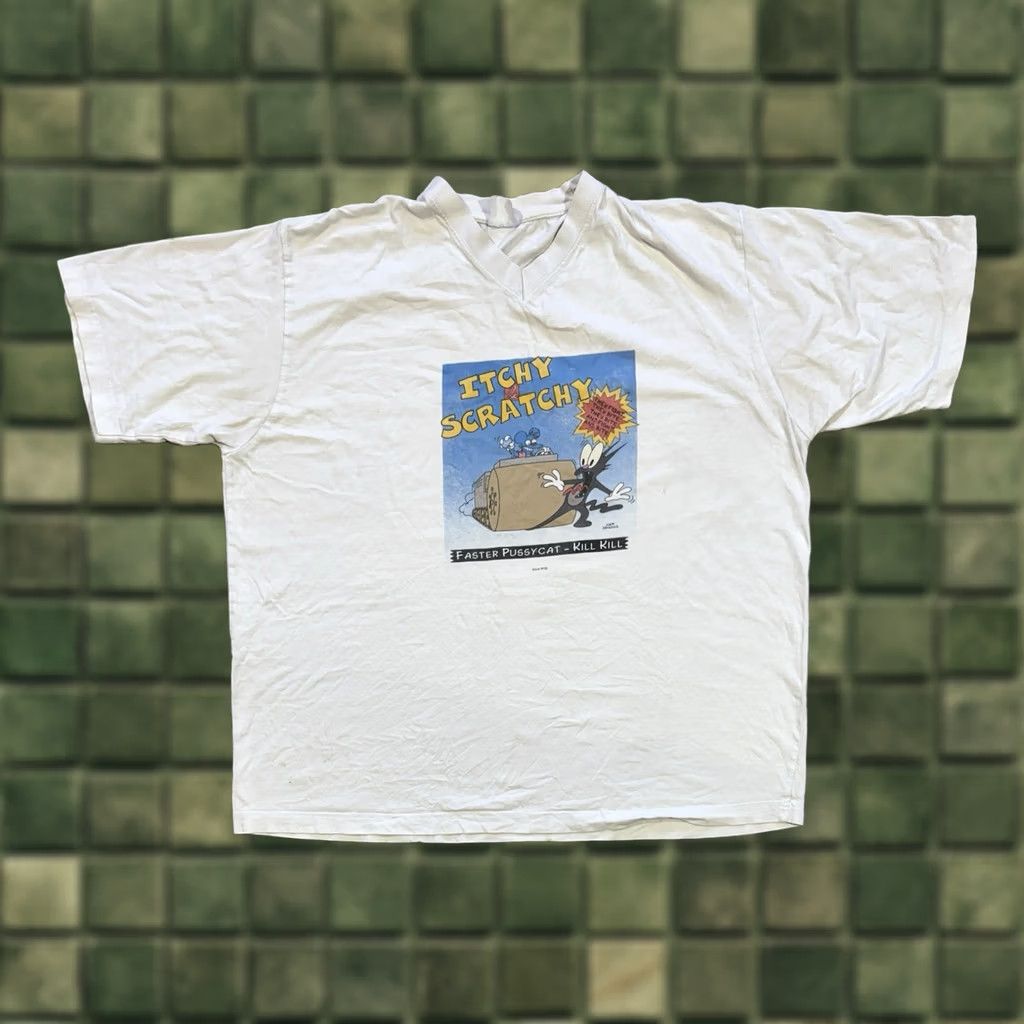 Vintage VINTAGE The Simpsons Itchy & Scratchy FASTER PUSSYCAT KILL KILL TM FOX XL Shirt Mens White 1999 8/10 Stains Size US XL / EU 56 / 4 - 1 Thumbnail