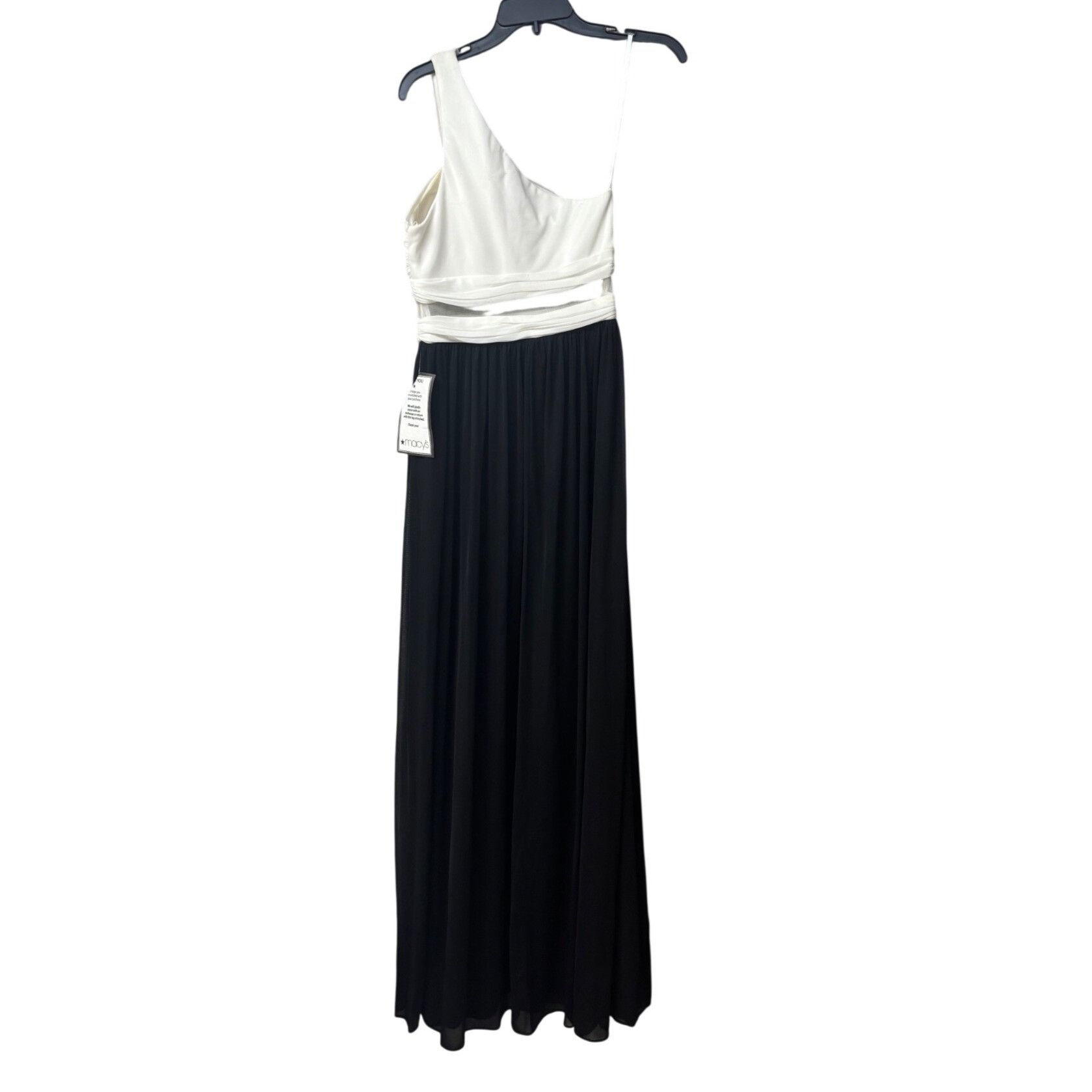 Other Blondies Nite One Shoulder Chiffon Prom Dress, Of White/Blac Size ONE SIZE - 4 Thumbnail