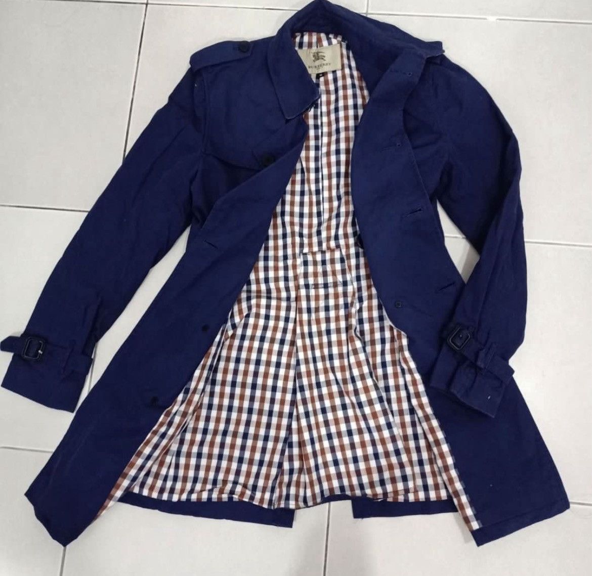 Burberry × Designer Burberry Brit Trench Coat Dark Blue Jacket Size US M / EU 48-50 / 2 - 5 Thumbnail
