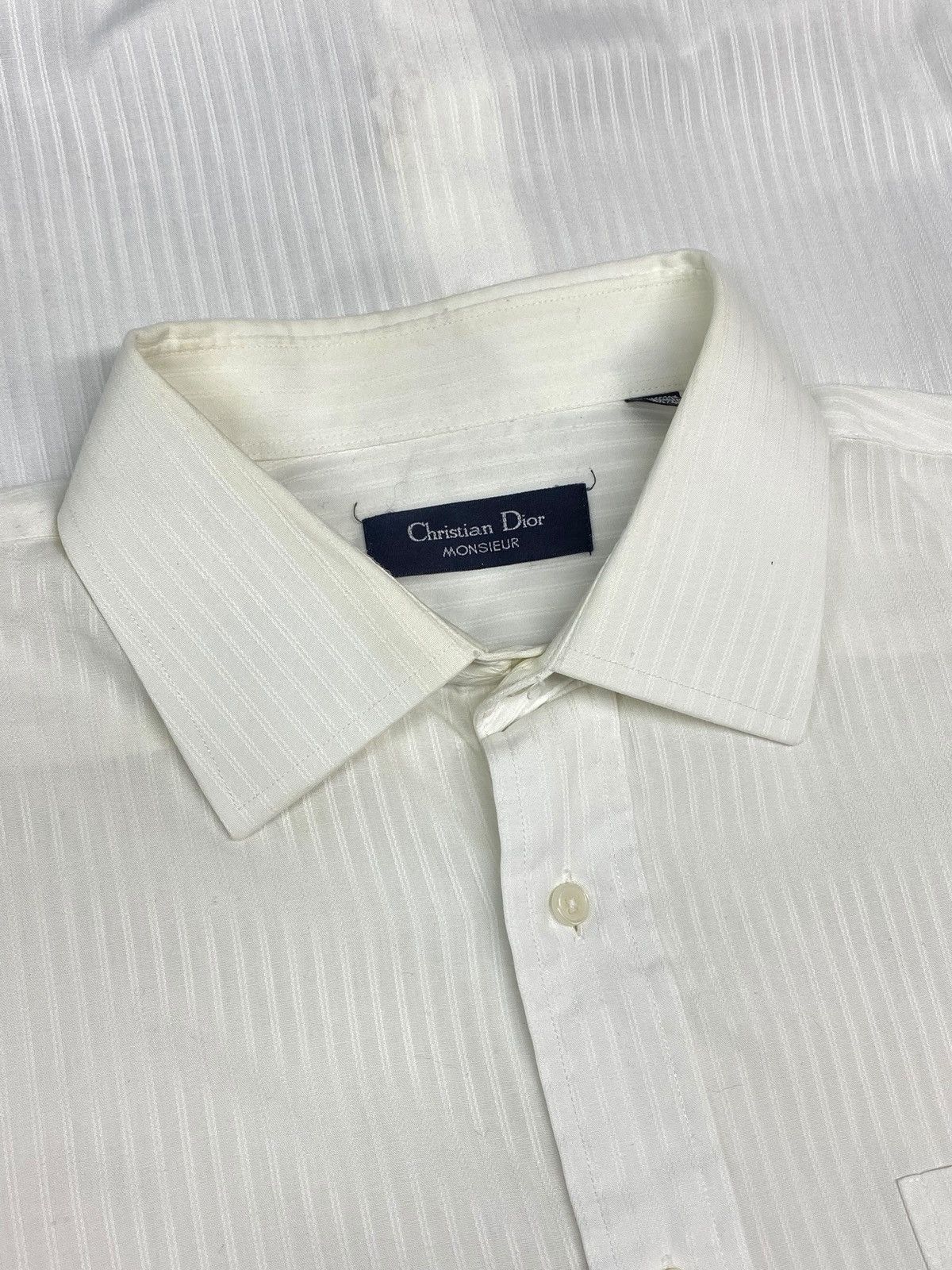 Christian Dior Monsieur Vintage 90s Christian Dior Monsieur White Striped Shirt Size US L / EU 52-54 / 3 - 13 Thumbnail