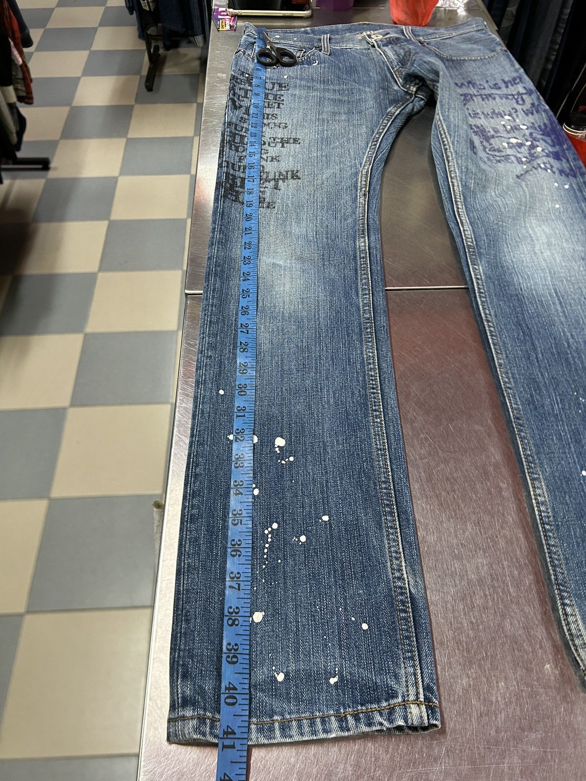 Japanese Brand Vintage Edge Rupert Skull Scriptures Jeans Size US 32 / EU 48 - 22 Thumbnail