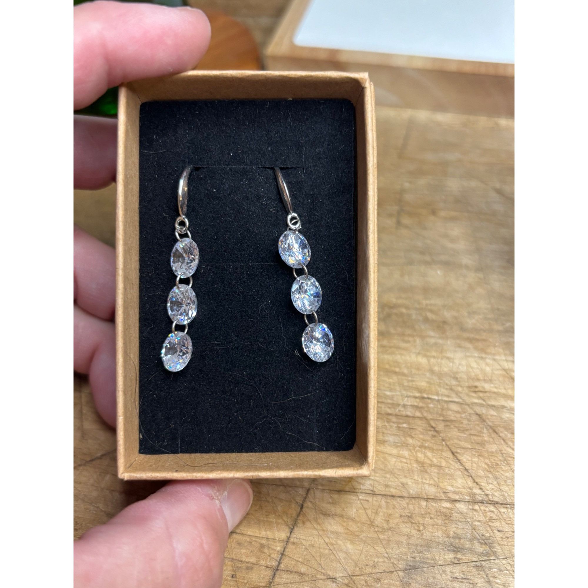 Other Sterling Silver Cubic Zirconia Drop Earrings Size ONE SIZE - 1 Thumbnail