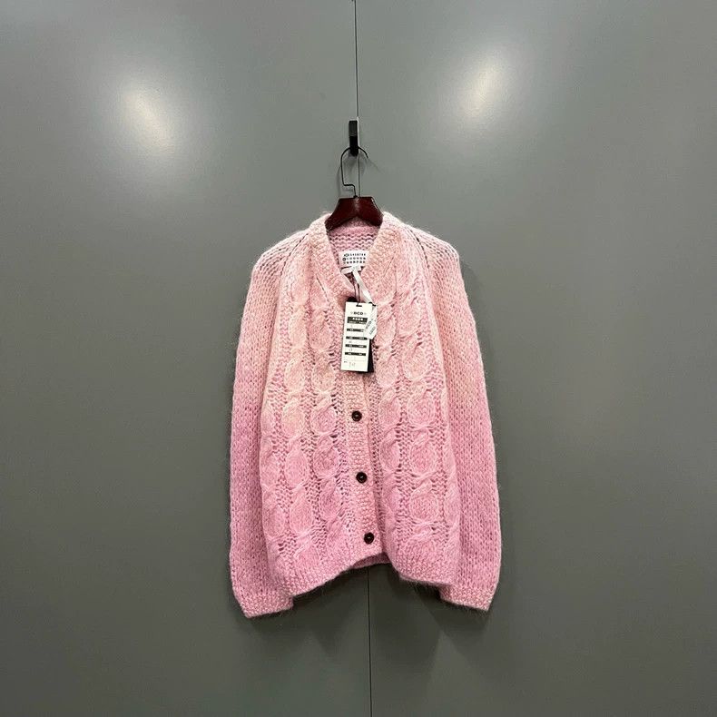 Maison Margiela Pink braided knitted cardigan jacket 2502-N