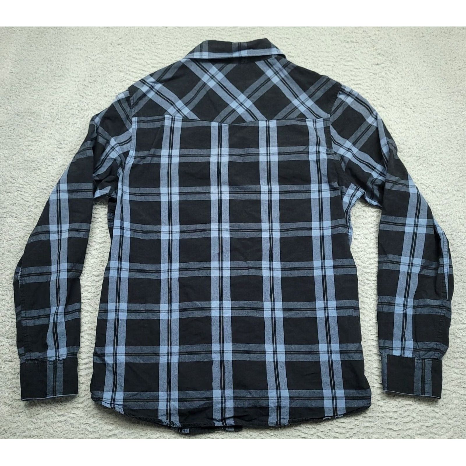 Vintage MMA Elite Men's Shirt Blue Black Plaid Long Sleeve Button-Up M Embroidered Size US M / EU 48-50 / 2 - 2 Thumbnail