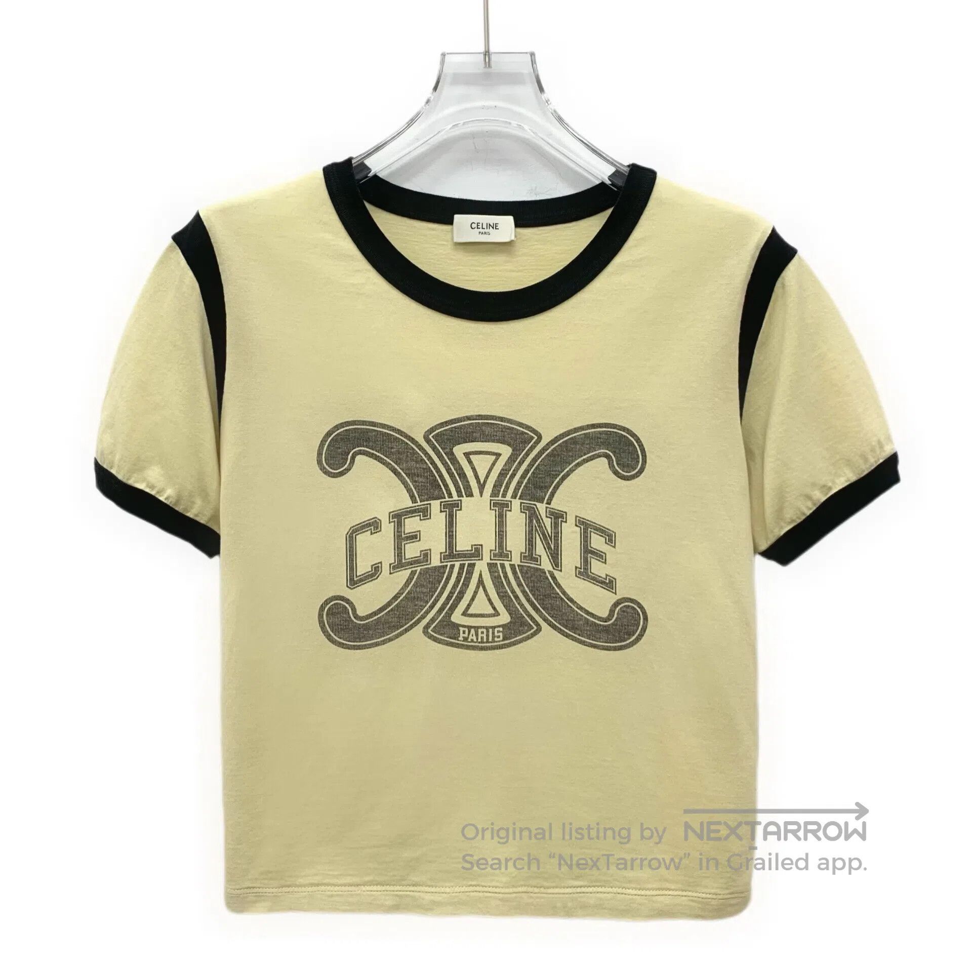 Celine Celine Yellow Logo Letter Triumph Arch Print Cotton Short Size S / US 4 / IT 40 - 1 Thumbnail