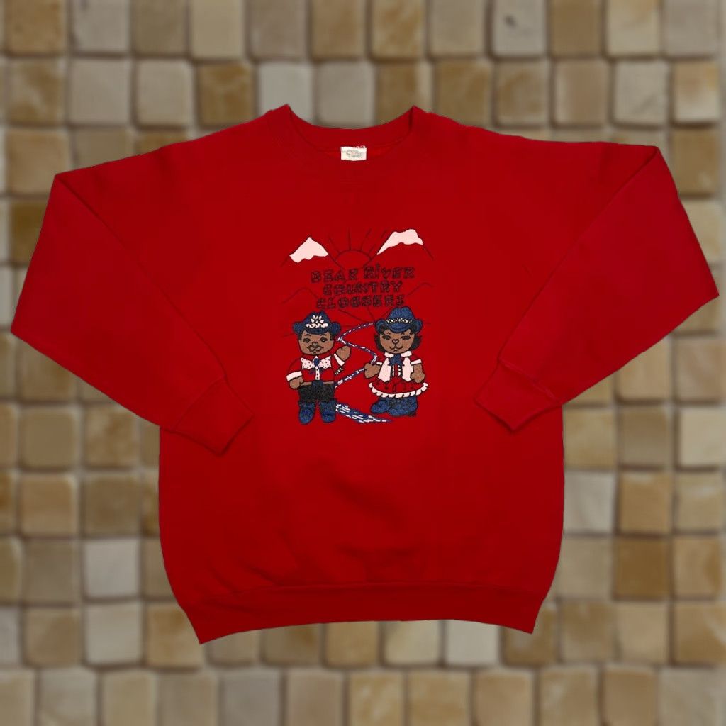 Fruit Of The Loom VINTAGE Bear River Country Cloggers Graphic Sweatshirt Large Medium Red Mens Sweatshirt Graphic Red 90s Country Bear River Cloggers Mens Size US M / EU 48-50 / 2 - 1 Thumbnail