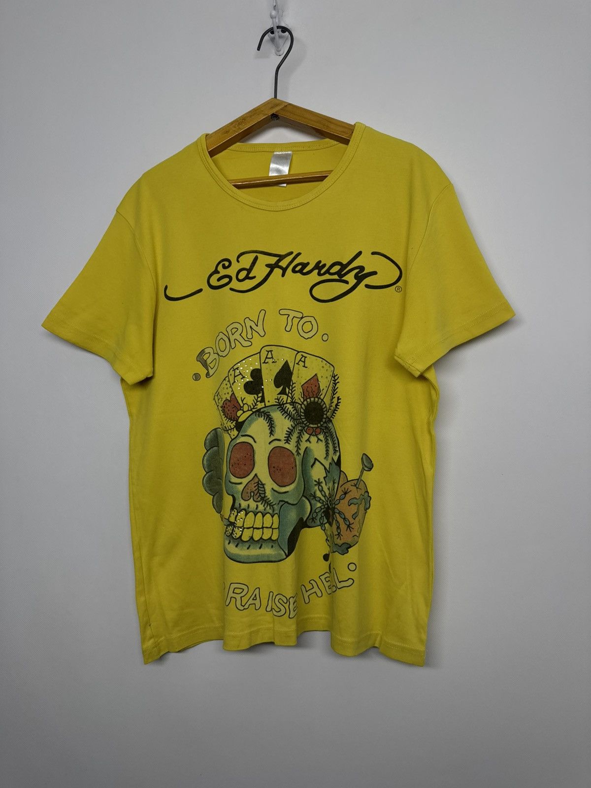 Ed Hardy Vintage Y2K Ed Hardy Skull Born To Raised Hell T Shirt Size US M / EU 48-50 / 2 - 5 Thumbnail