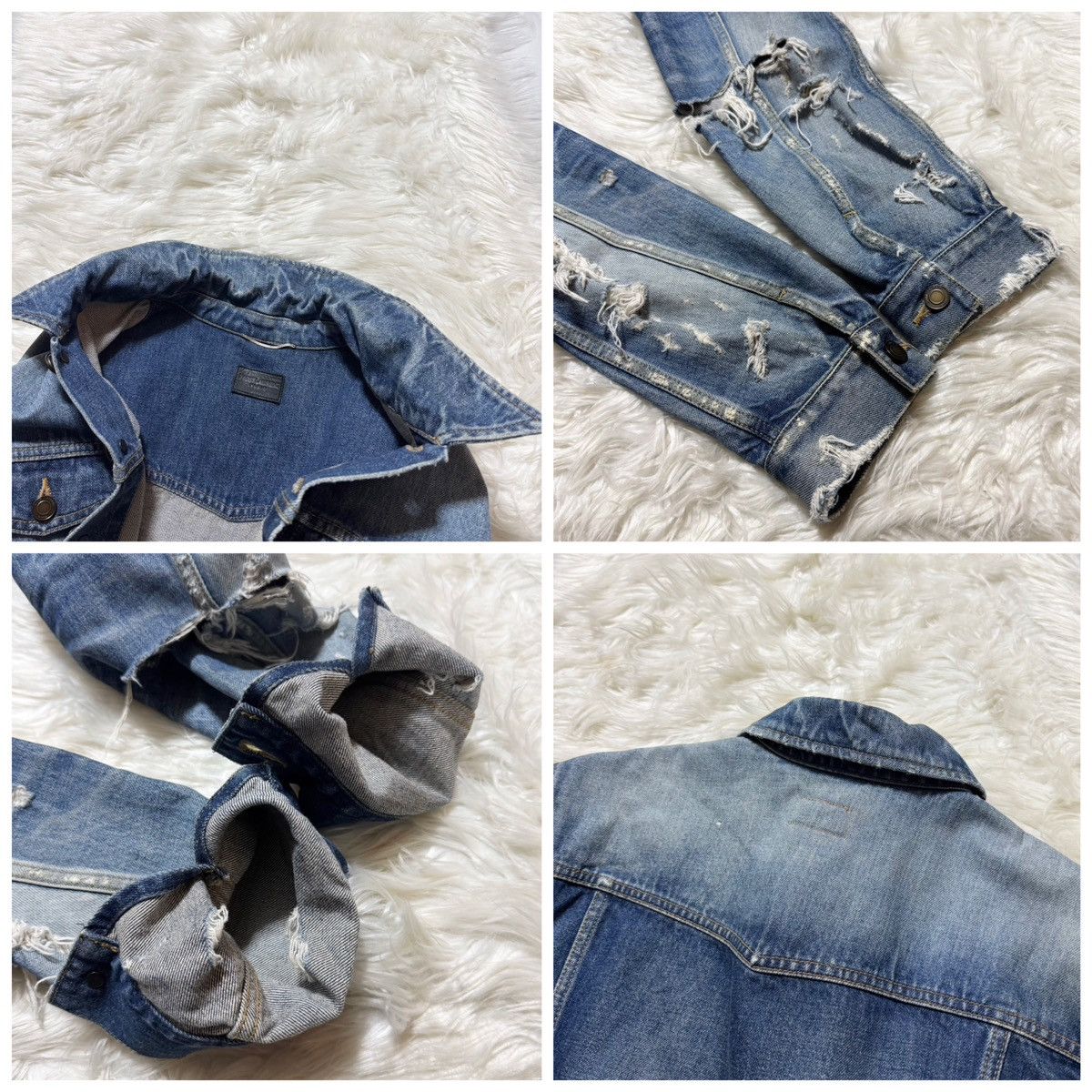 Saint Laurent Paris Saint Laurent Paris Distressed Trucker Denim Jacket Size US L / EU 52-54 / 3 - 3 Thumbnail