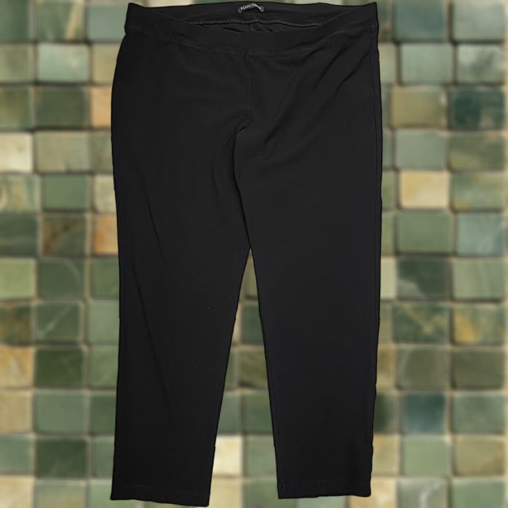 Eileen Fisher VINTAGE Eileen Fisher Pants Womens L Black Yoga Stretch Minimalist Lounge Cropped Size 36" / US 14 / IT 50 - 1 Thumbnail