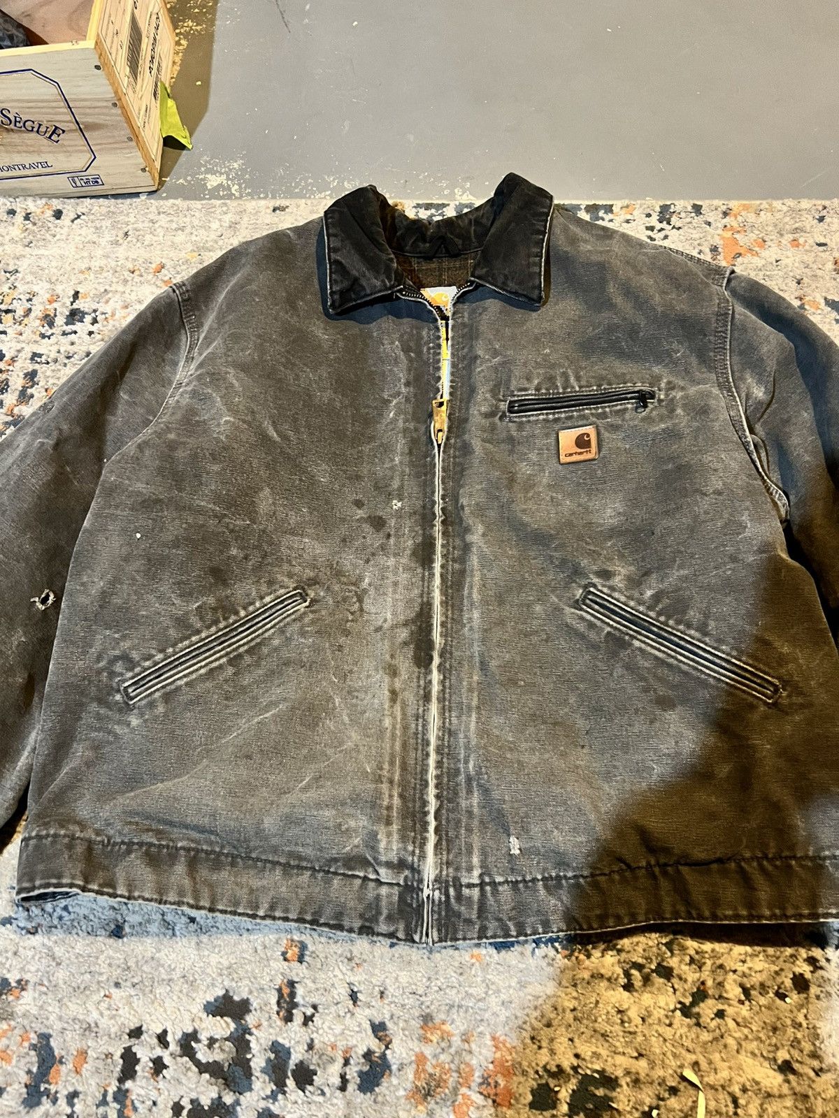Carhartt Distressed Faded Black Detroit J97 PTL Jacket