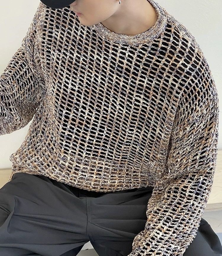 Japanese Brand × Vintage Outdoor retro crochet gradient knit sweater shirt knitwear Size US M / EU 48-50 / 2 - 4 Thumbnail