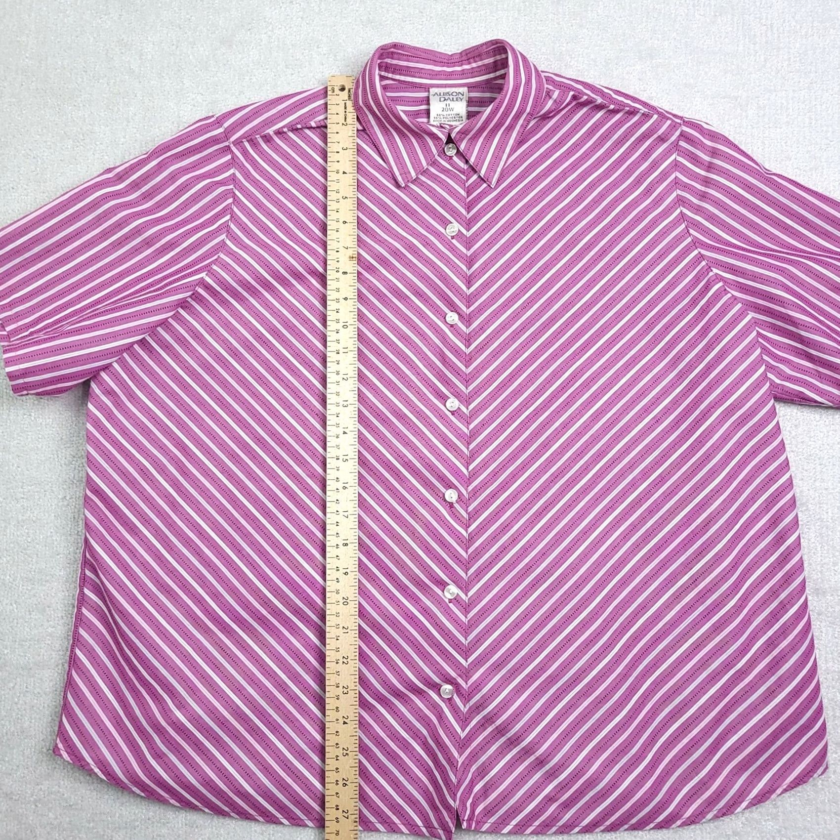 Vintage Vintage Allison Daley Button Up Shirt Womens 20W Purple Short Sleeve Stripe Size 3XL / US 20-22 - 6 Thumbnail