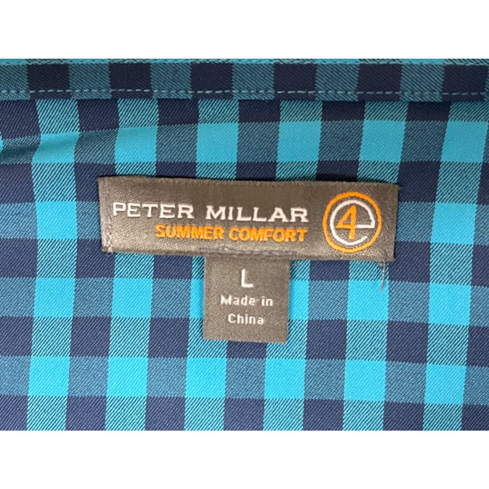 Peter Millar Peter Millar Summer Comfort Button-Up Shirt Check Long Sleeve Sz L Blue Mens Shirt Size US L / EU 52-54 / 3 - 5 Thumbnail