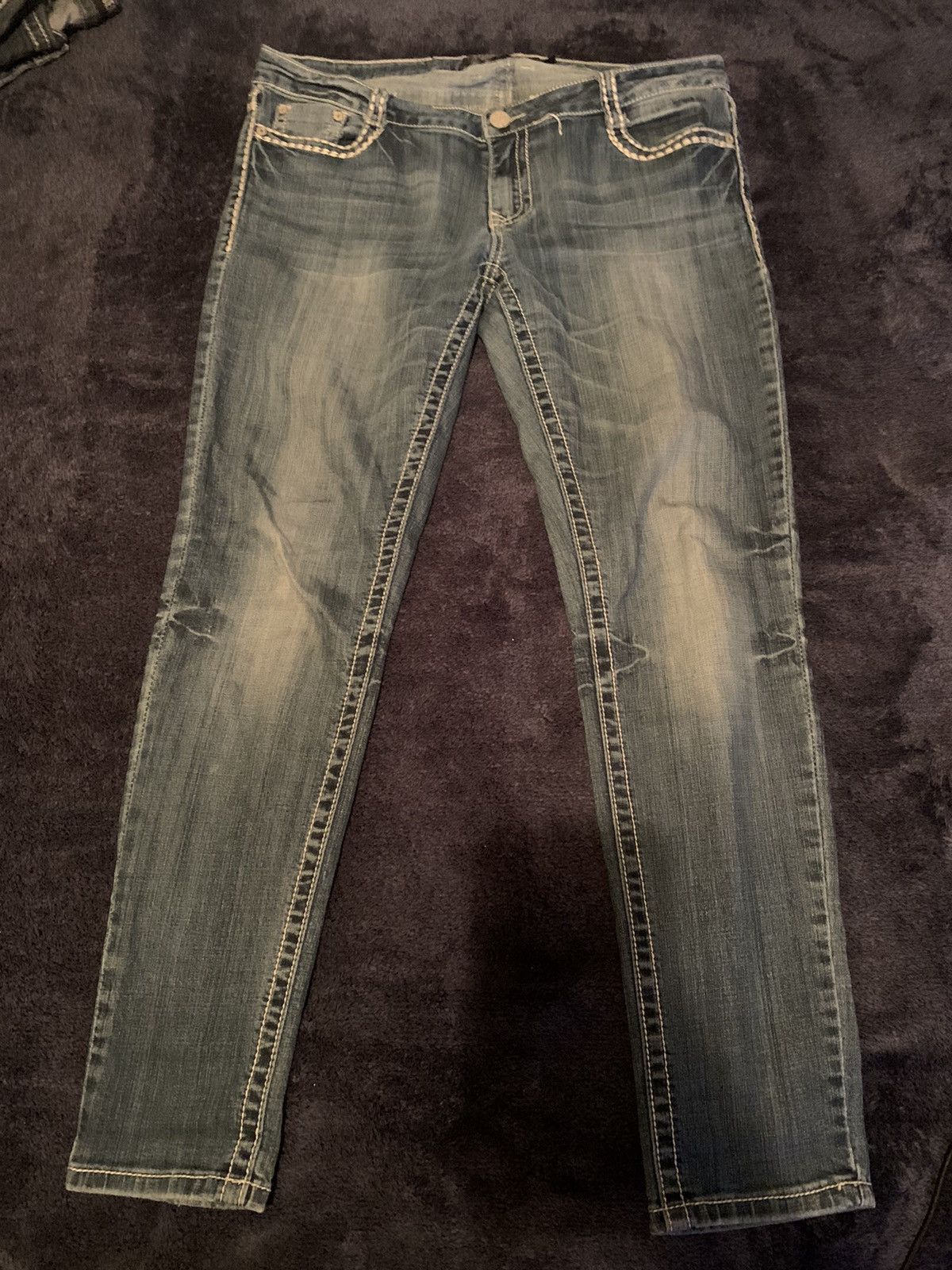 Vintage premiere wing jeans streetwear fashion indie cute y2k scene Size 22" - 1 Thumbnail