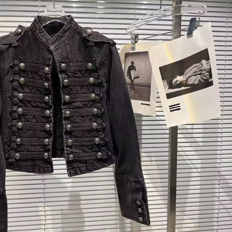 Japanese Brand Vintage Military-Inspired Denim Jacket – Bold, Structured Size US S / EU 44-46 / 1 - 3 Thumbnail