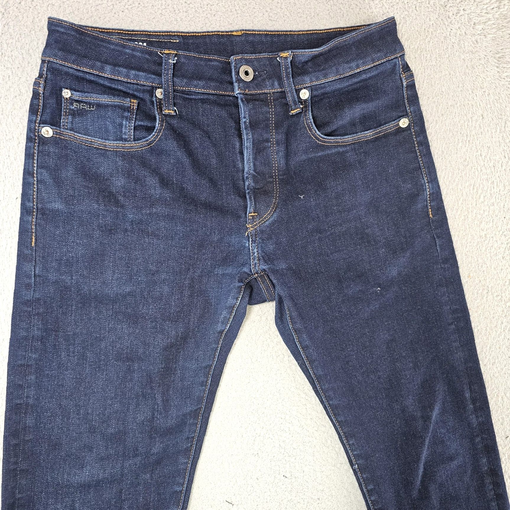 Vintage G Star Raw Jeans Mens 29x25 Slim Blue Denim 3301 3301 Slim G-Star RAW Jeans Men Regular Waist 29 Inseam 25 Dark Wash Stretch Pants Size US 29 - 2 Thumbnail