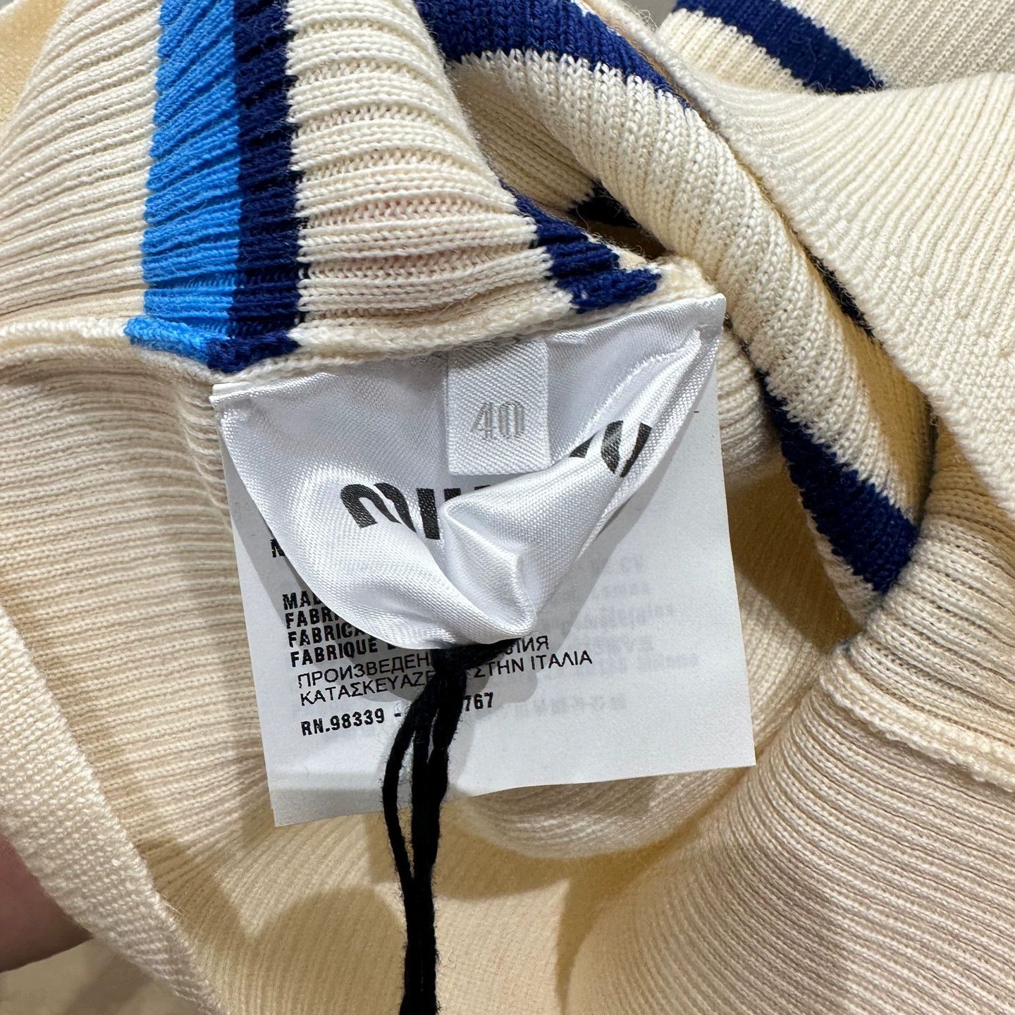 Miu Miu MIU MIU striped half zip knit short sleeve 40 wool Size S / US 4 / IT 40 - 4 Thumbnail