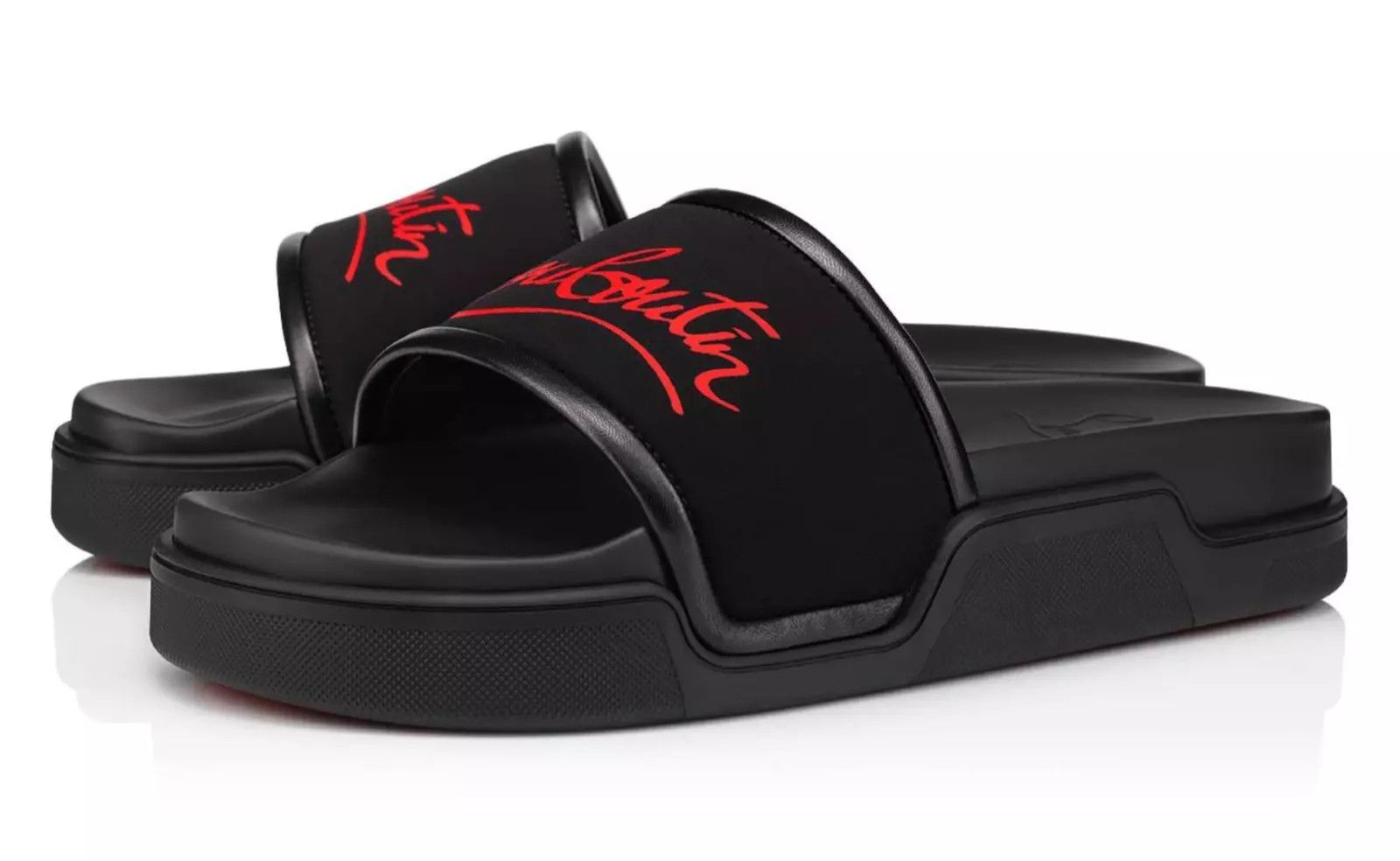 Christian Louboutin o1s1wg110924 Navy Pool Flat Sandals in Black Size US 10 / EU 43 - 1 Thumbnail