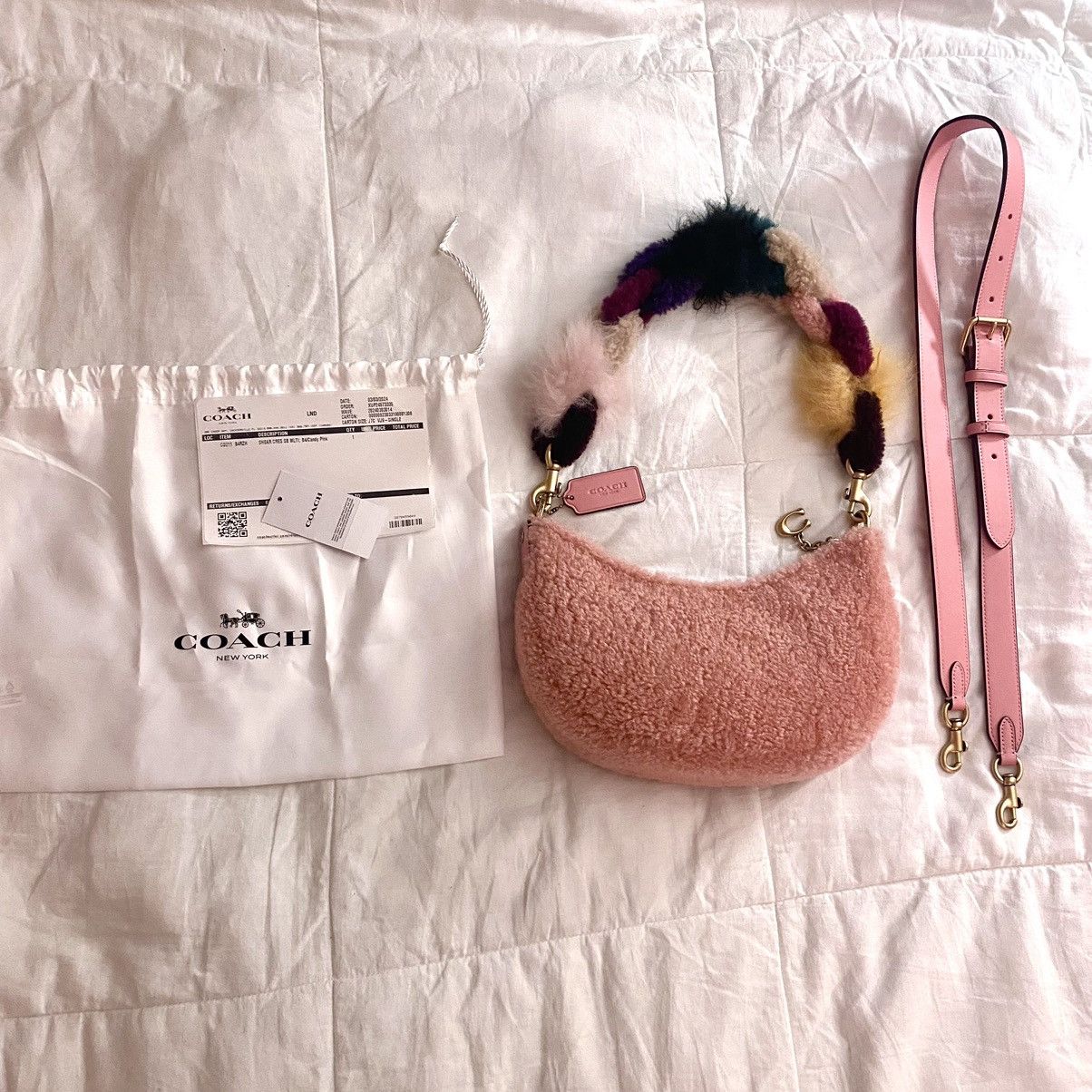 Coach Coach pink/multicolor shearling crescent bag Size ONE SIZE - 2 Thumbnail