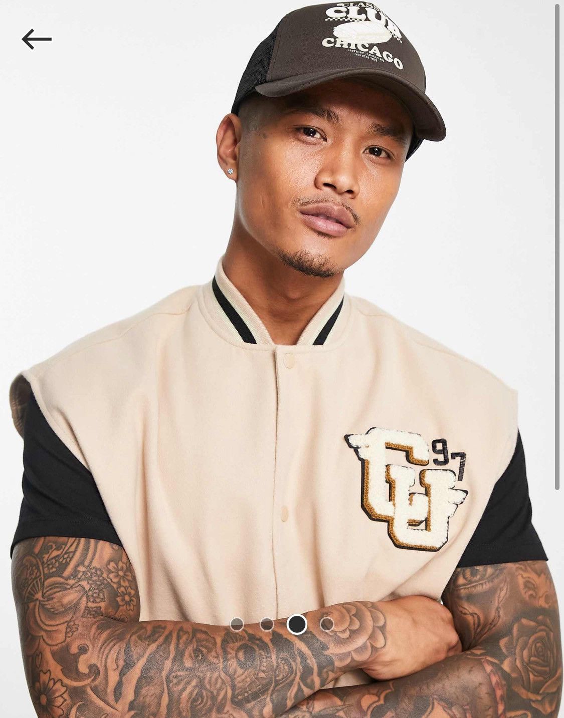 Asos Beige creamy Sleeveless Varsity Jacket Size US M / EU 48-50 / 2 - 3 Thumbnail