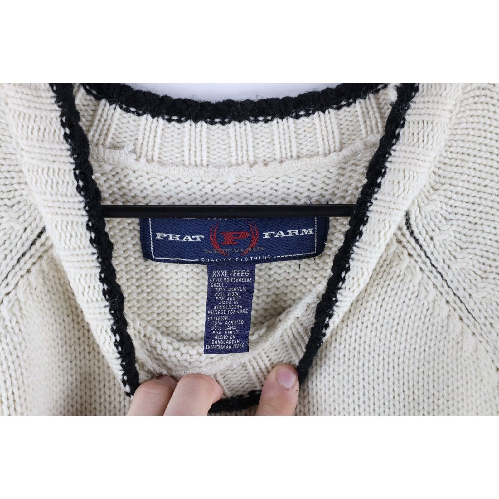 Phat Farm × Vintage NOS Vintage Phat Farm Spell Out Wool Blend Knit Sweater 3XL Size US XXL / EU 58 / 5 - 5 Thumbnail