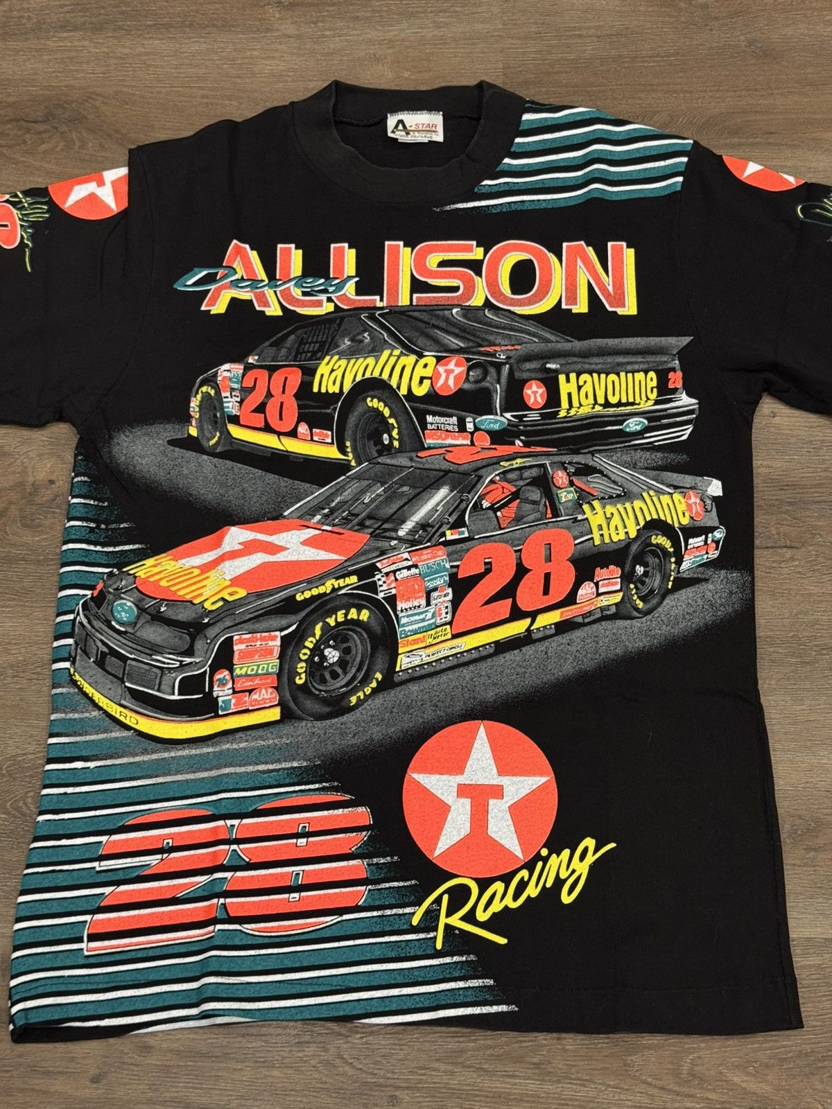 NASCAR Vintage 1990 Davey Allison #28 Havoline Racing T-Shirt MINT Size US L / EU 52-54 / 3 - 3 Thumbnail
