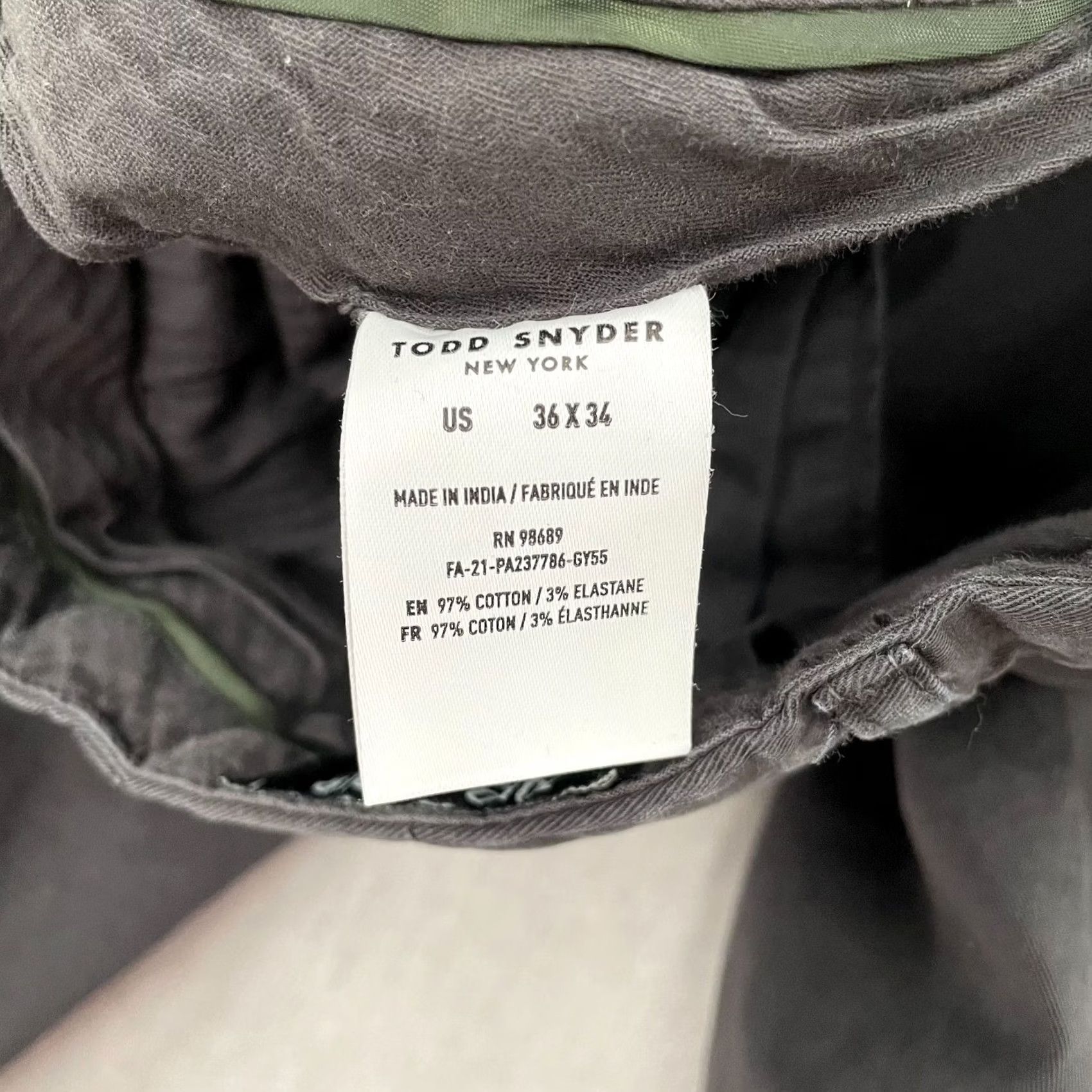 Todd Snyder Todd Snyder Pants Adult 36 Gray Khaki Chino Straight Fit Stretch Tab Front Mens Size US 36 / EU 52 - 6 Thumbnail