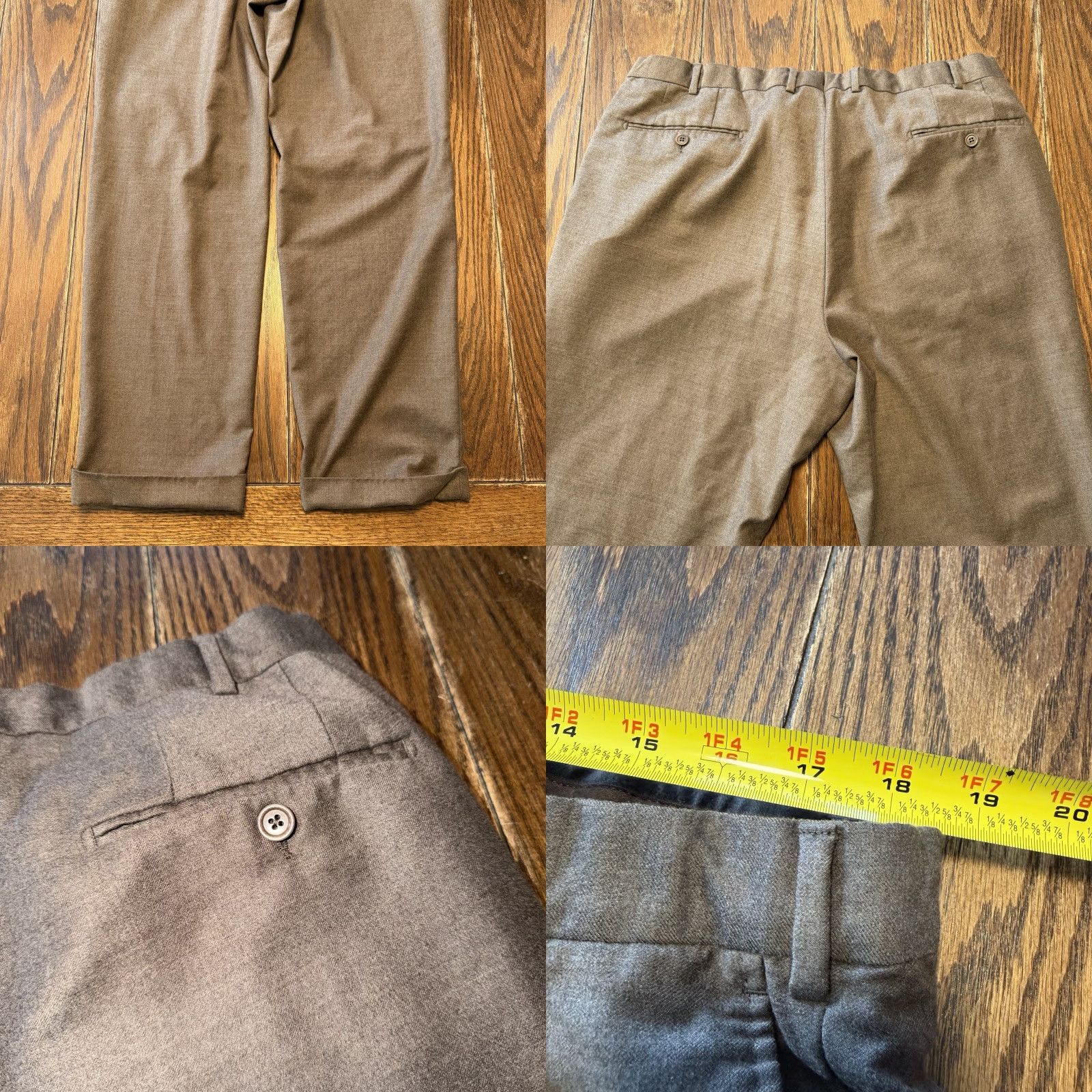 Ermenegildo Zegna Ermenegildo Zegna Mila 37x32 Dress Pants Brown Flannel Wool Mens Straight Front Pockets Logo Regular Pants Mens Dress Pants Size US 37 - 8 Thumbnail