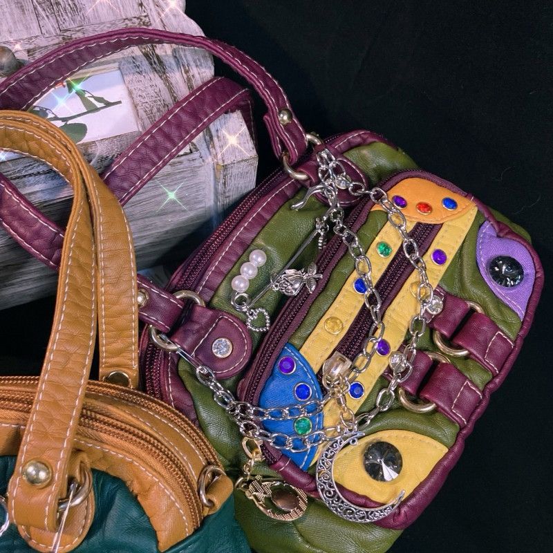 Other Y2K Colorblock Handbag – Green, Purple & Yellow Pop Colors Size ONE SIZE - 1 Thumbnail