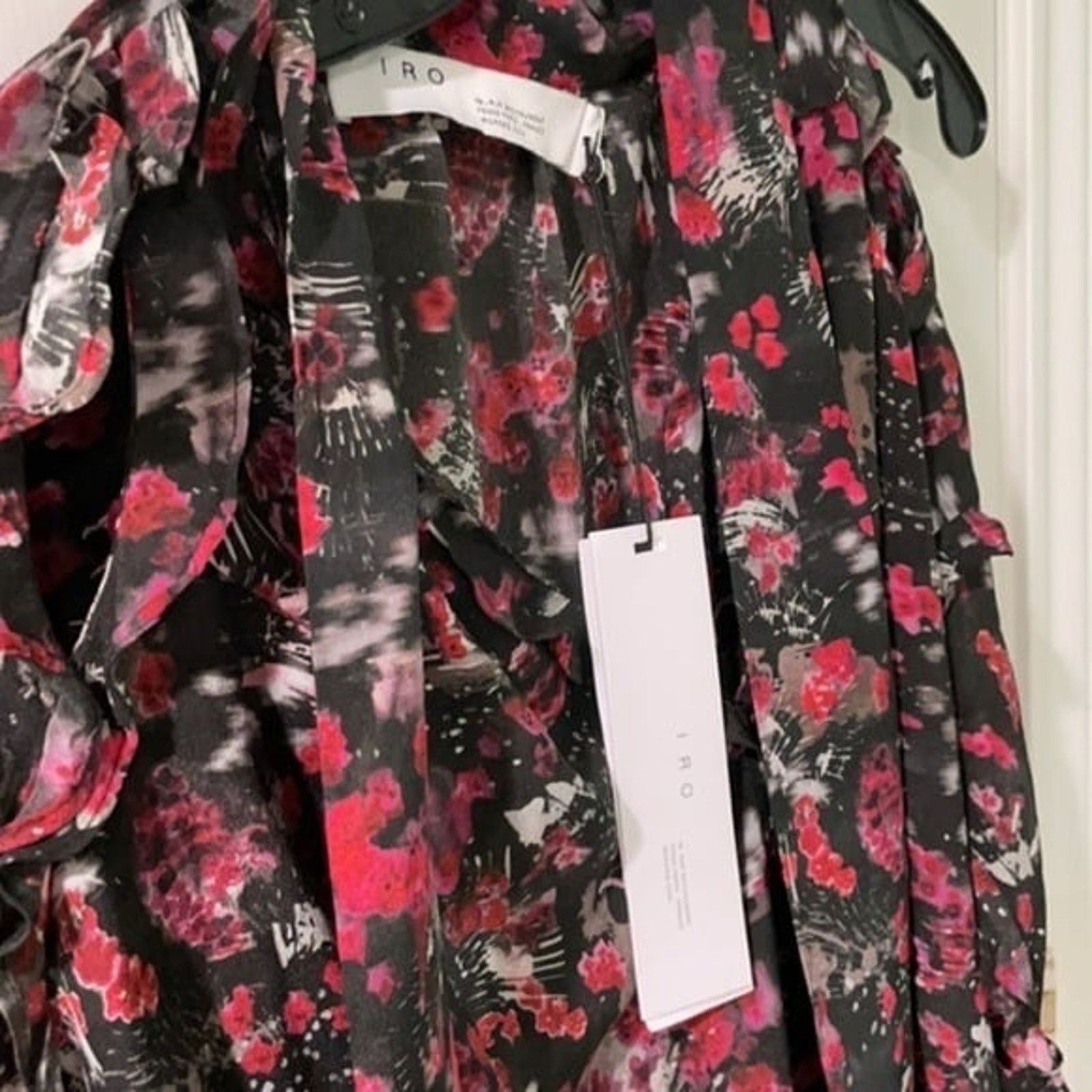 Iro Iro Equip cutout printed silk crepe dress red and black Size S / US 4 / IT 40 - 8 Thumbnail