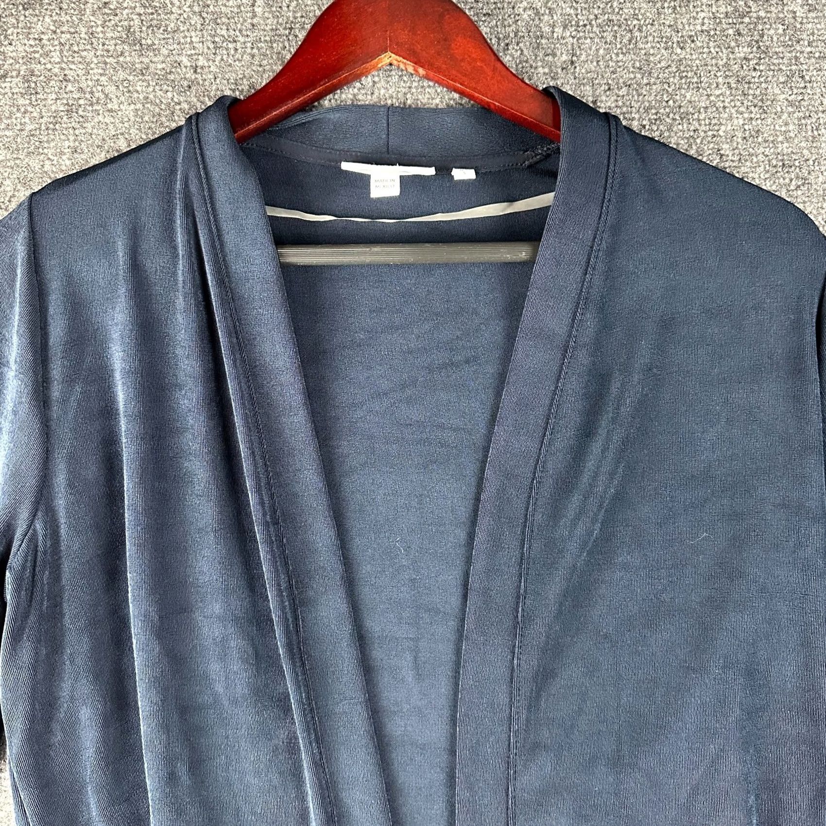 Vintage Chicos Cardigan Womens Small Navy Blue Stretch Knit Open Crop Short Cardigan Size S / US 4 / IT 40 - 3 Thumbnail