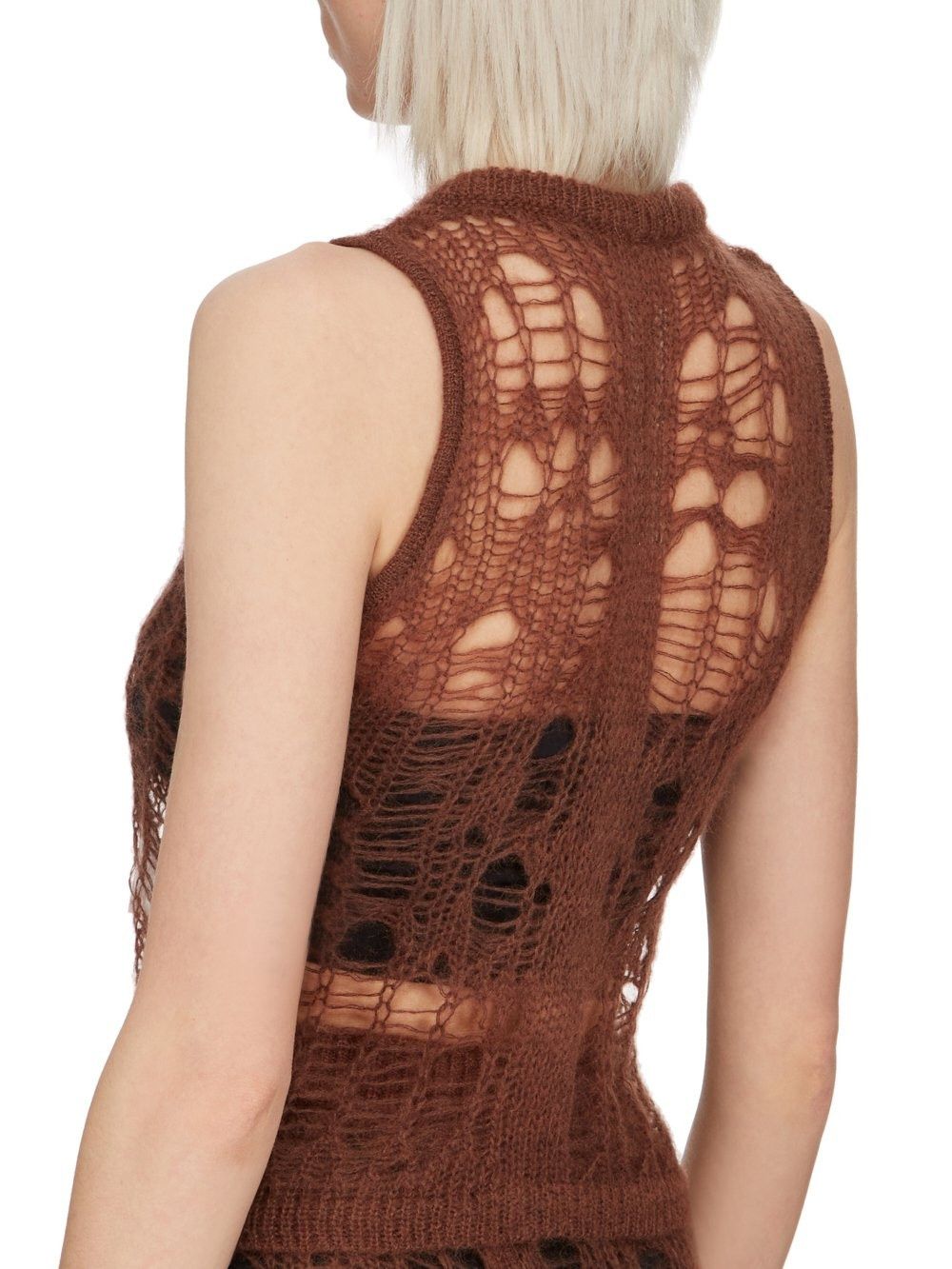 Rick Owens o1y0126 Sleeveless Sweater in Chocolate Brown Size L / US 10 / IT 46 - 5 Thumbnail