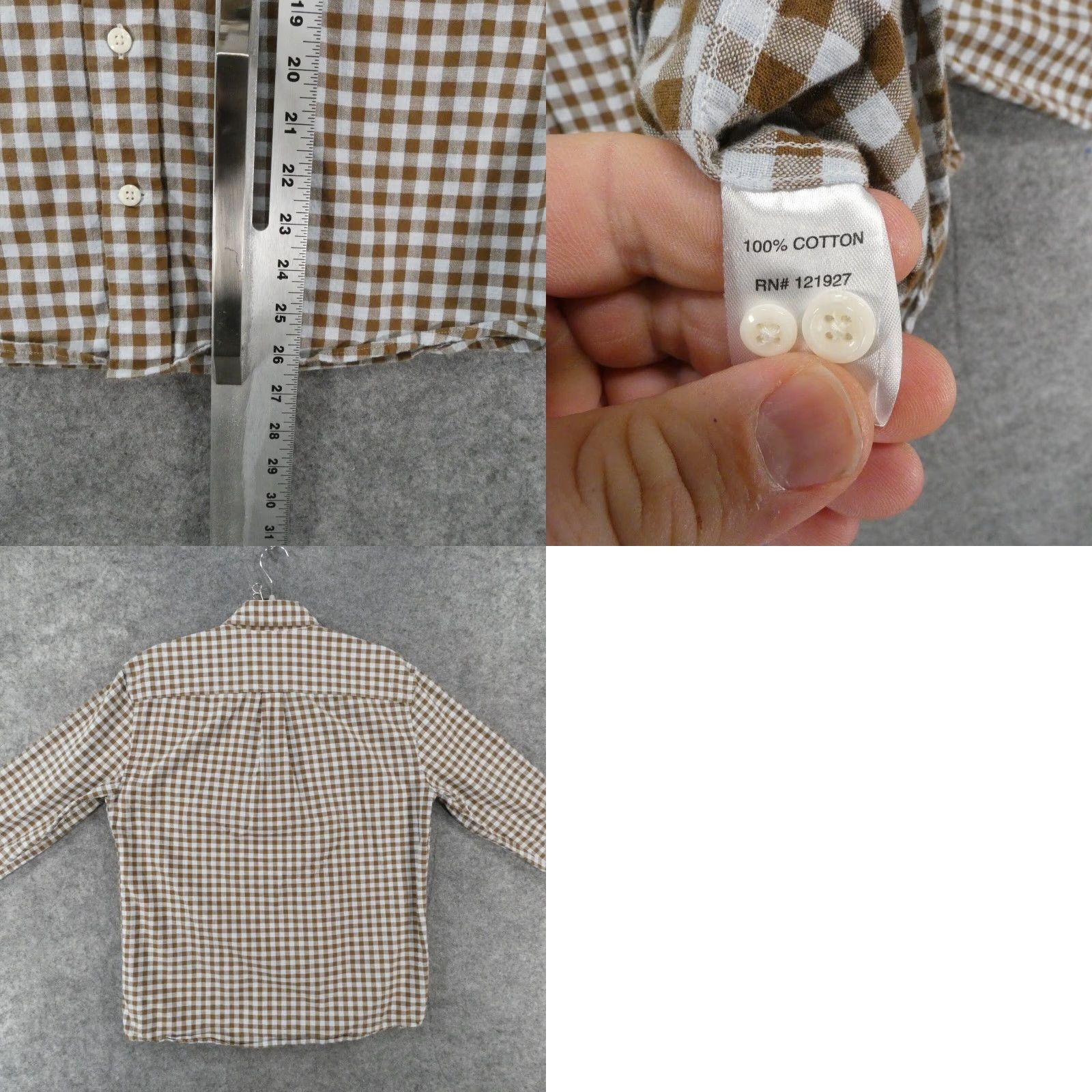 Johnnie-O Shirt Mens M Long Sleeve Button-Up Brown Blue Check Preppy