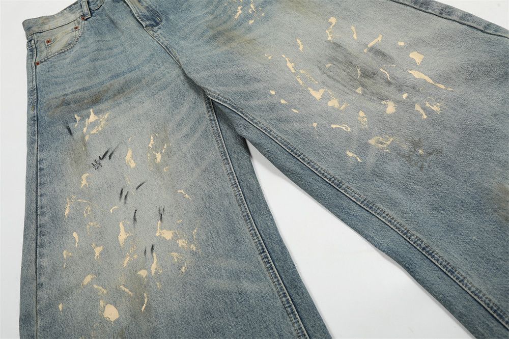 Vintage Men's punk washed distressed ink-splashed scimitar jeans Size US 32 / EU 48 - 4 Thumbnail